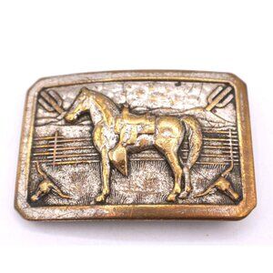 Vogel Western Horse Rodeo Belt Buckle Brass Metal Vintage Rancher Original 3x2"